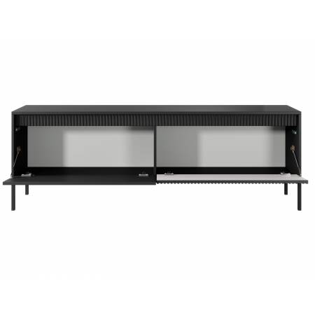 Duża Komoda RTV ryflowane fronty 187 cm 2-drzwiowa SONEO czarna